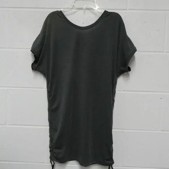 Lululemon women's small Oversized short‎ sleeve dark gray Ruched sides top shirt - Picture 2 of 5